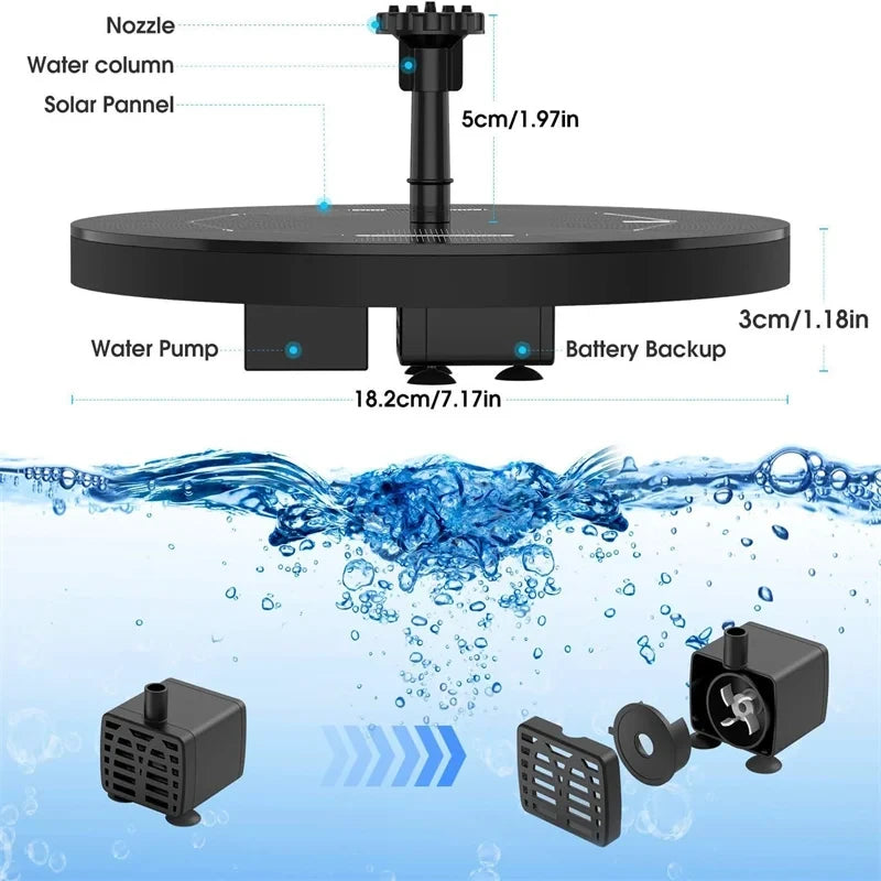 Solar Powered Floating Water Fountain